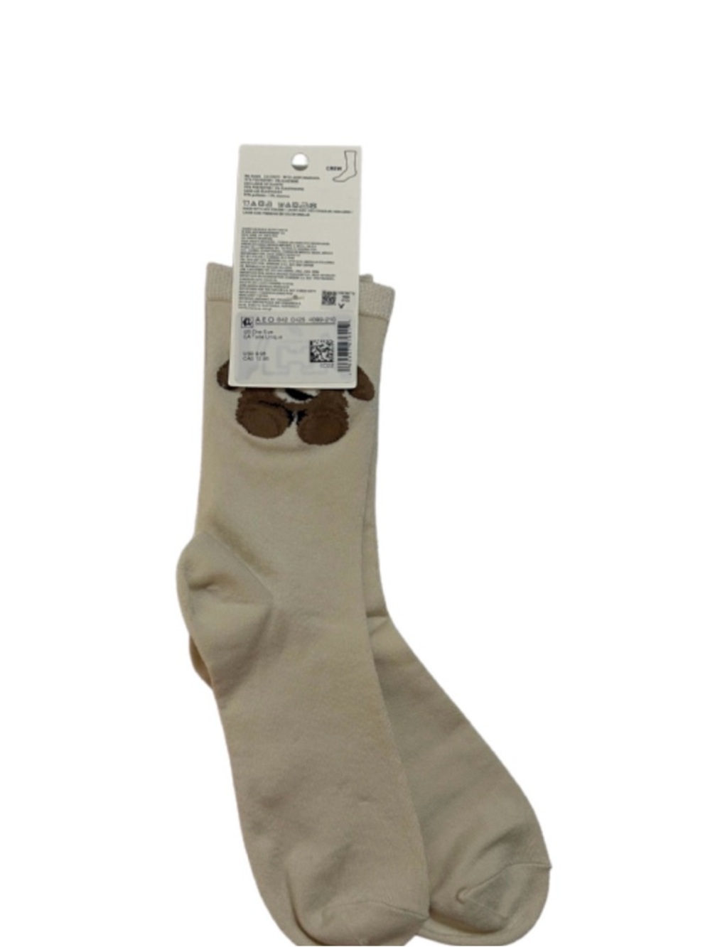 AMERICAN EAGLE TEDDY BEAR CREW SOCKS BROWN COZY NOVELTY KAWAII COZY LOUNGE NWT - Picture 4 of 8